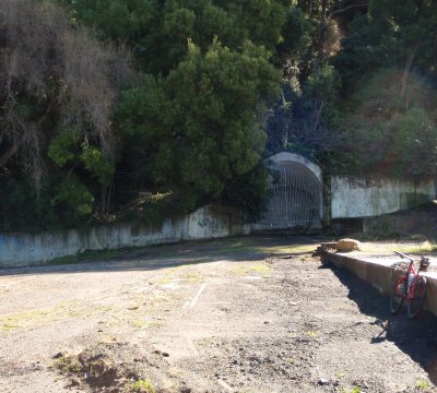Blocked-off tunnel enstrance to the old Corrimal Colliery.