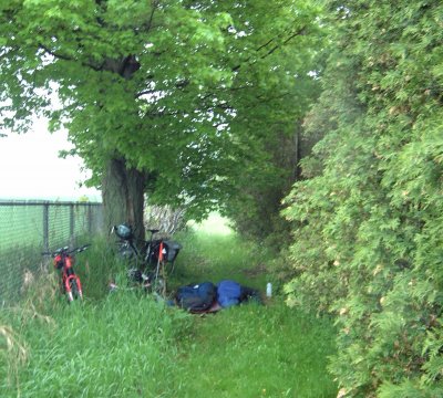 The first nights camp, behind the tennis courts at the Beverly Community Centre
