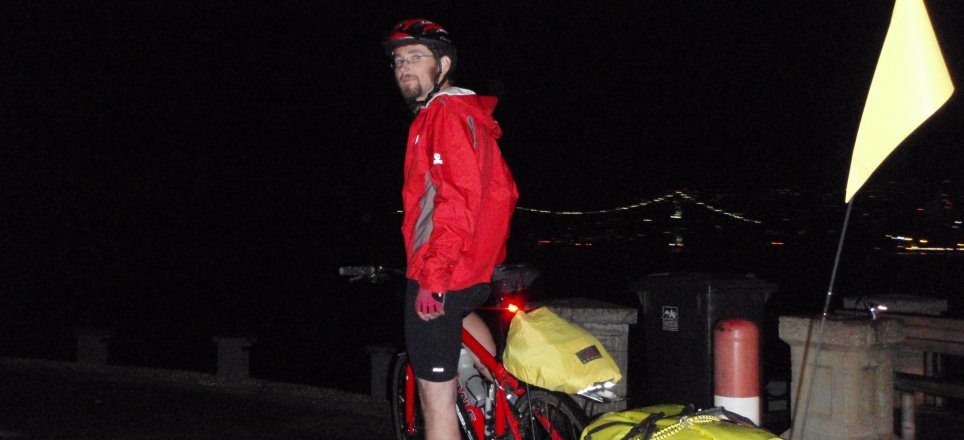 Stanley Park Seawall, Lions Gate Bridge in background, the night before