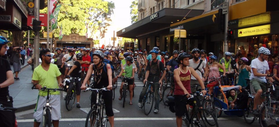 Critical Mass Sydney, passing St James Station